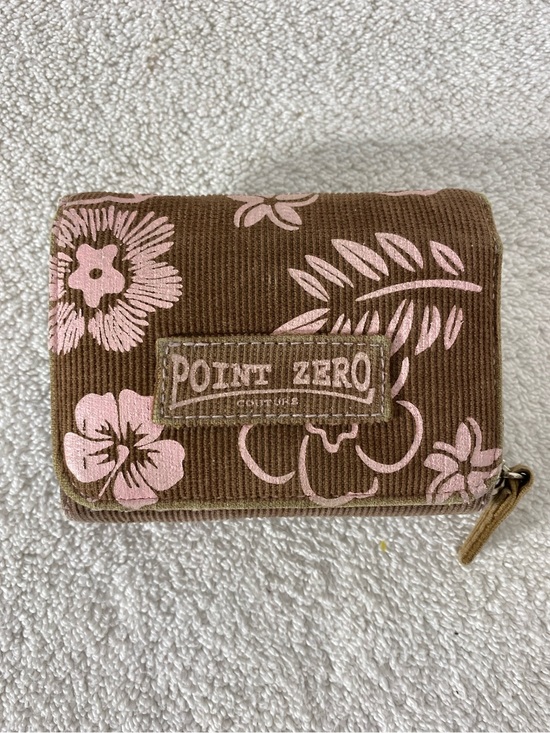 Point Zero Handbags - 5/$25 Vintage Y2K Point Zero Brown Corduroy W Pink Flowers Tri Fold Wallet Retro